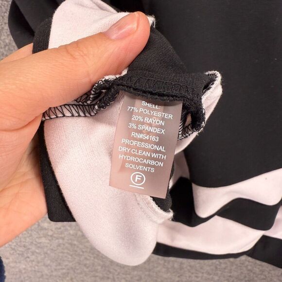 Calvin Klein Dress Women 8 Black Striped Sheath Midi Zipper Sleeveless Rayon - Picture 6 of 7